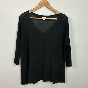 J. Jill Linen Lagenlook Knit V-Neck Pullover Dropped Shoulder Too Sz M